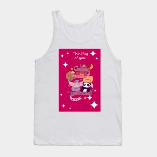 "Thinking of You" Cute Sloths cats and Panda Tank Top